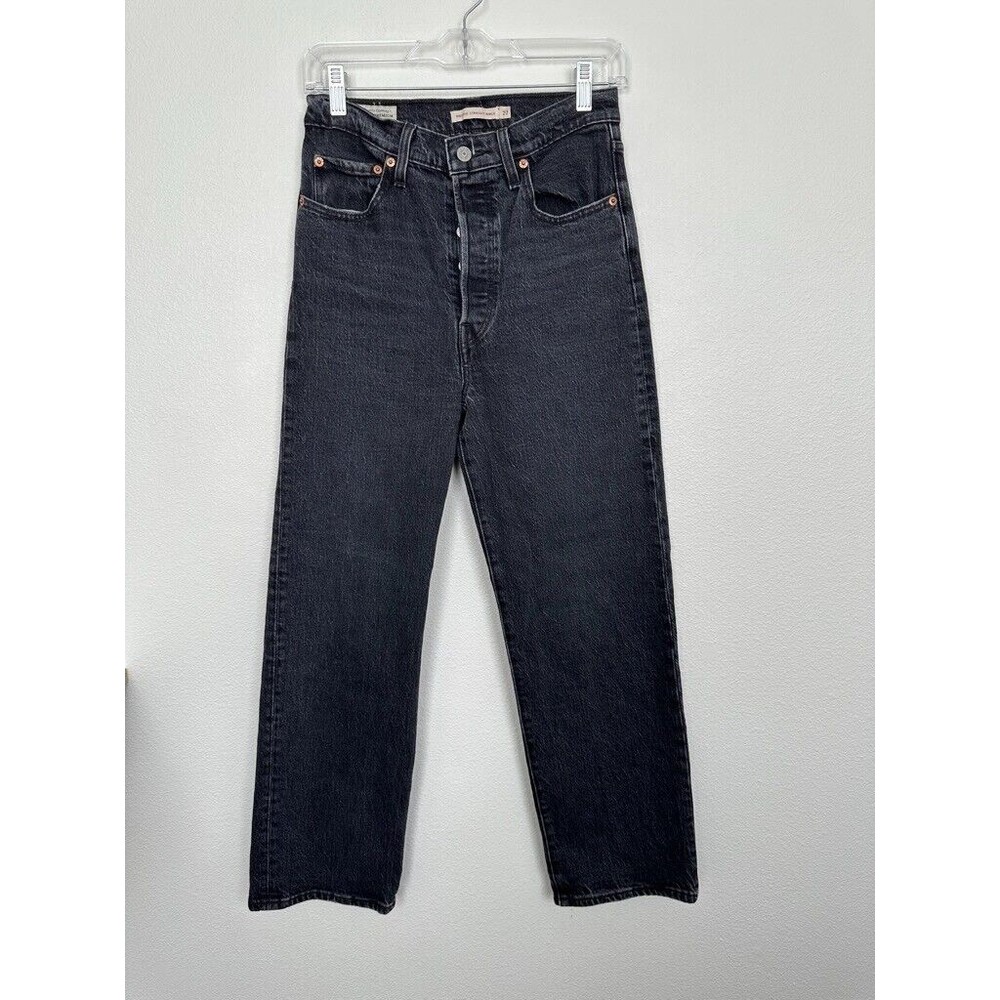 Levi's Ribcage Straight Ankle Jeans High Rise Charcoal Black Women's 26 26x27